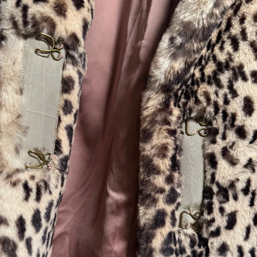 Anthropologie Plush Fur Animal Print Coat xs/small - Picture 6 of 13